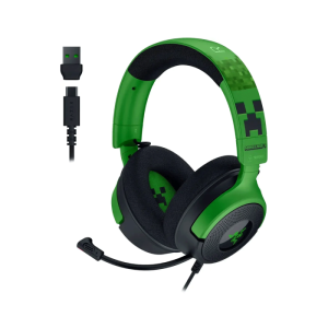 Razer Kraken V4 X Wired Gaming Headset: 40 mm Drivers, Cardioid Mic, Memory Foam Cushions, Chroma RGB Lighting, Type C & Type A Cable, for PC, Mac, PS5, Nintendo Switch - Minecraft Edition