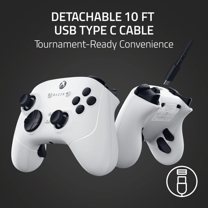 Razer Wolverine V3 Tournament Edition Wired Esports Controller Mouse Click Back Paddles, Hall Effect Thumbsticks For PC & Xbox - White - Image 2