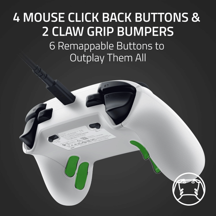 Razer Wolverine V3 Tournament Edition Wired Esports Controller Mouse Click Back Paddles, Hall Effect Thumbsticks For PC & Xbox - White - Image 3