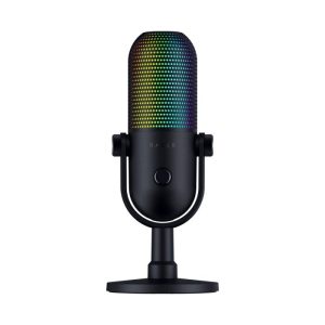 Razer Seiren V3 Chroma RGB USB Microphone: Stream & Game Reactive Lighting, Tap-to-Mute Sensor, Condenser Mic, Digital Gain Limiter & Shock Absorber - Black