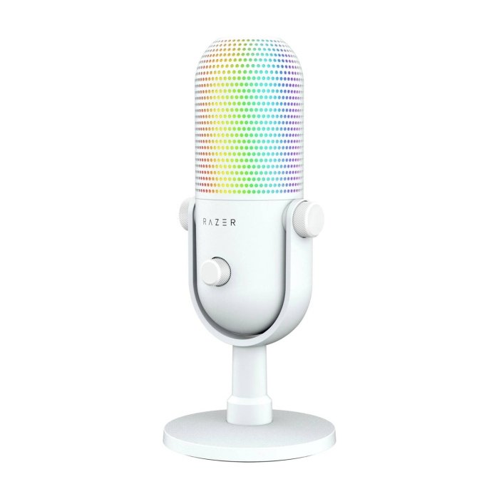 Razer Seiren V3 Chroma RGB USB Microphone: Stream & Game Reactive Lighting, Tap-to-Mute Sensor, Condenser Mic, Digital Gain Limiter & Shock Absorber - Mercury White - Image 2