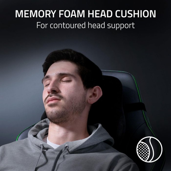 Razer Iskur V2 Gaming Chair with Adaptive Lumbar Support, Fully Adjustable lumbar Curve High Density Foam Cushions 4D Armrests - Black / Green - Image 2