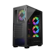 Sharx Striker Mid Tower Two Panel Front & Left Side Tempered Glass Case with 4 RGB Fans - Black - Image 8