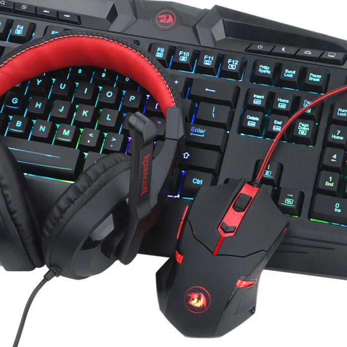Redragon Gaming Essentials RGB Wired KeyBoard Mouse Headset & Mouse Pad 4 in 1 Set - Black - Image 2