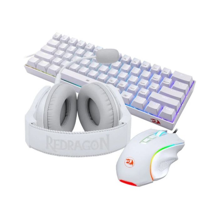 Redragon S129W 3in1 Gaming Mouse, Headset and Keyboard Combo - White - Image 3