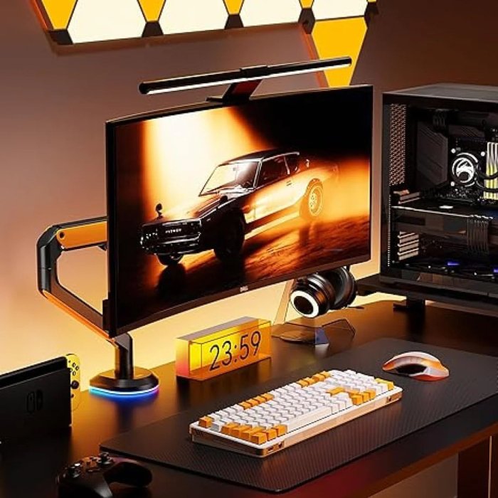 Sades APEP Single Monitor Arm RGB Screen Rotation Vesa Compatible - Orange (Fit Screen Size 17" - 32" Flat/Curved) - Image 2