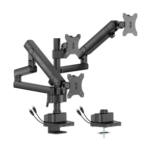 Sades Hydra Triple Monitor Arm Screen Rotation Vesa Compatible USB-A & USB-C - Black (Fit Screen Size 17" - 27")