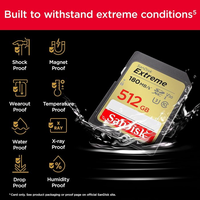 SanDisk Extreme 512GB SDXC UHS-I Memory Card, Up to 180MB/s Read Speed, High-Performance SD Card for DSLR & Mirrorless Cameras - Image 2