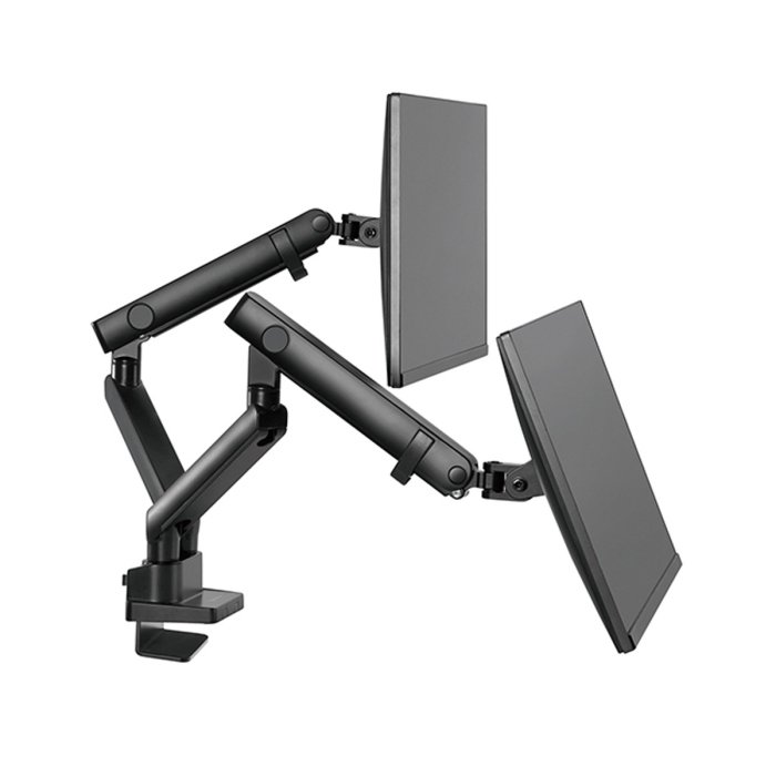Silver Stone Dual Monitor Arm With Mechanical Spring Design And Versatile Adjustability (17'' to 32'') - Image 2