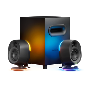 SteelSeries Arena 7 Bluetooth/Wired (3.5mm/ Optical) Immersive 2.1 illuminated Powerful Bass Subwoofer Gaming Speaker System - For PC/PlayStation, (3.5mm/Optical and Bluetooth) Enabled Smart Devices