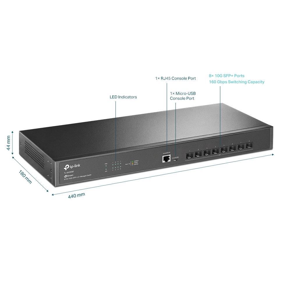 TP-Link TL-SX3008F JetStream 8-Port 10GE SFP+ L2+ Managed Switch - Image 3