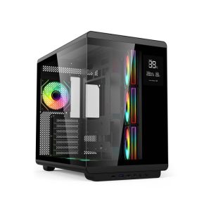 Acer U600 ATX Mid Tower Two Panel Front & Left Side Tempered Glass Case With Built in LED Display 7 ARGB Fans - Black