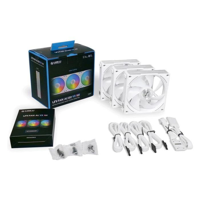 Lian Li UNI FAN AL120 V2 RGB 120mm Fan-3-in-1 Pack- White - Image 2