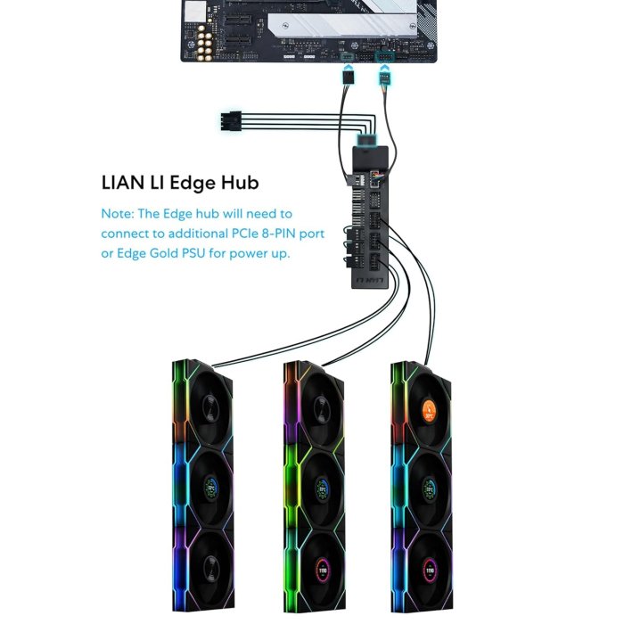 Lian Li Uni Fan Tl LCD 120,Triple Pack ARGB Fan With Controller- Black - Image 2