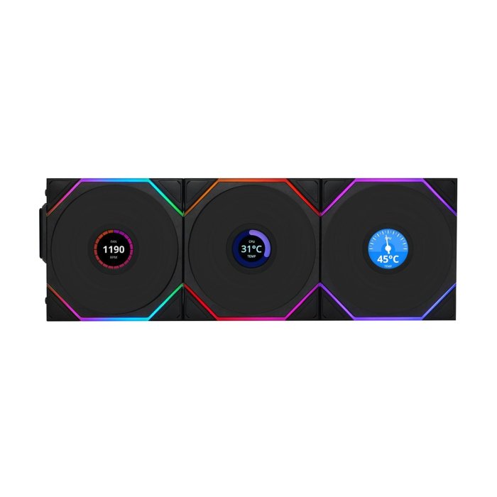 Lian Li Uni Fan Tl LCD 120,Triple Pack ARGB Fan With Controller- Black - Image 3