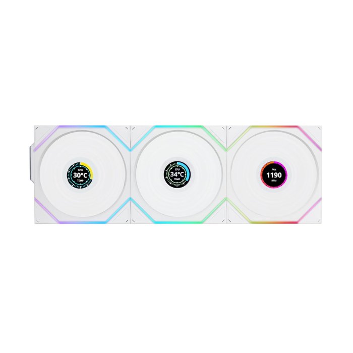 Lian Li Uni Fan Tl LCD 120,Triple Pack ARGB Fan With Controller- White - Image 3