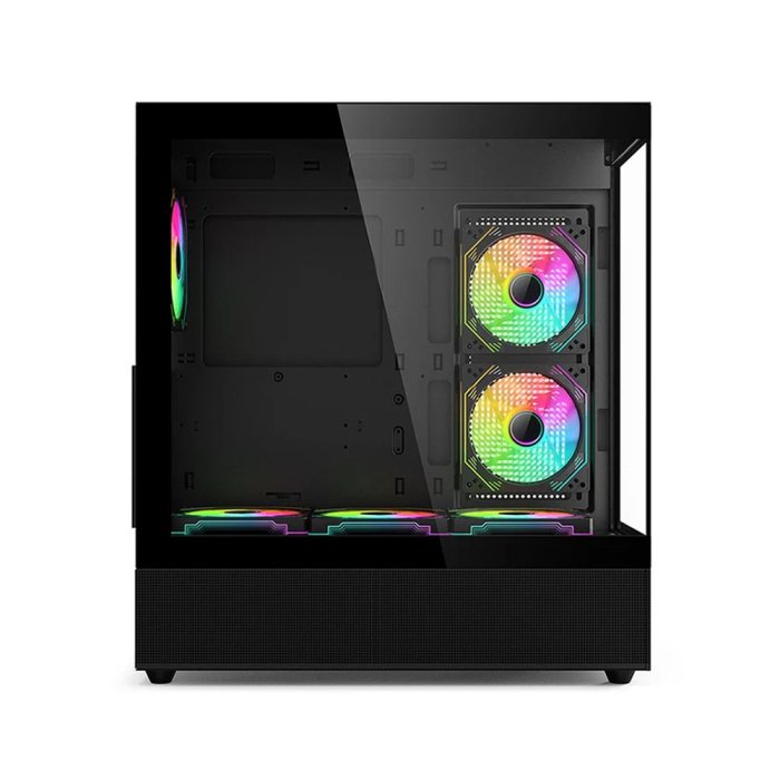 Acer V930B Mid Tower Two Panel Front & Left Side Tempered Glass Case with 6 RGB Fans - Black - Image 2