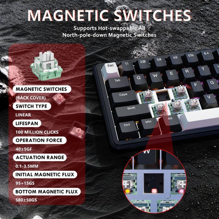 Attack Shark X65 HE 8K Magnetic Switch Rapid Trigger Keyboard - Black - Image 2