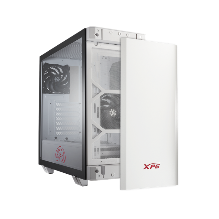 XPG INVADER Mid-Tower Gaming Chassis PC Case 4mm 1-side Tempered Glass with 2 Fans - White - Image 3
