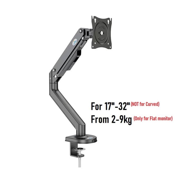ZENO M8 Gas Strut Single Monitor Full Motion Height Swivel Tilt Rotation Adjustable Monitor Arm 17″ – 32″