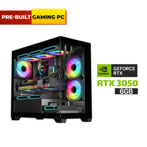 Pre-Built Gaming PC, Intel Core i5-12400F Processor, 16GB DDR4 Ram, 1TB NVMe SSD, RTX 3050 6GB, 600W PSU, Darkflash Aigo C218M Micro ATX Case 4 RGB Fans, Windows 11 Pro (License)